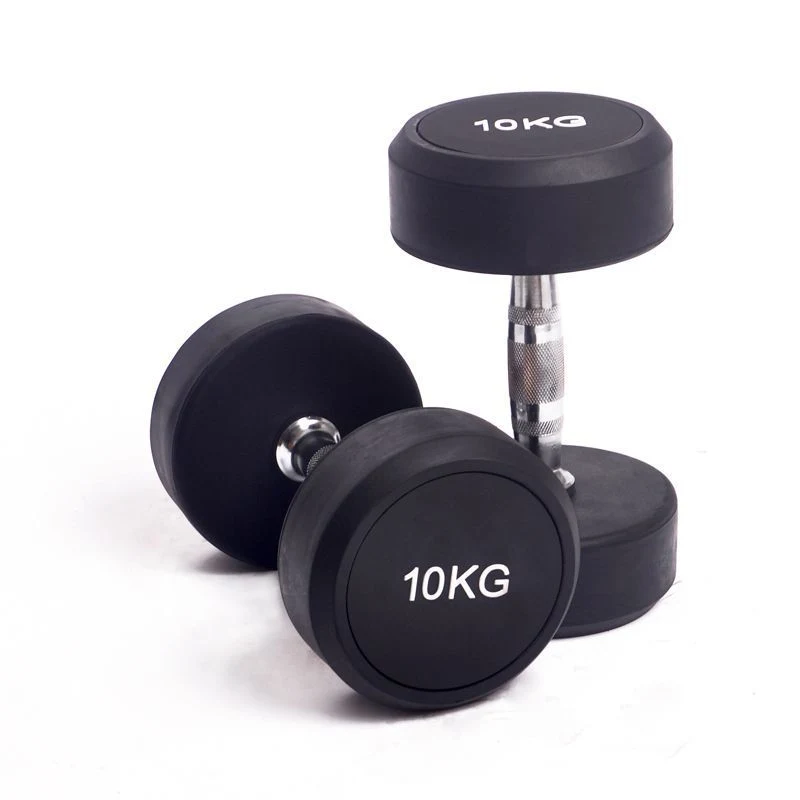 Factory Sale Top Quality Black Round Rubber Coated Dumbbell for Gym Use or Home Use