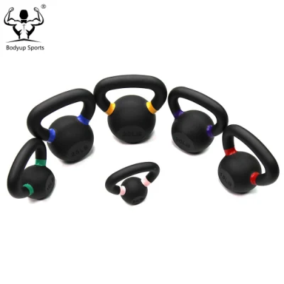 Kettlebell in ghisa nera con anelli colorati